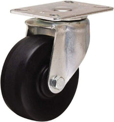 Hamilton - 4" Diam x 1-1/2" Wide x 5-1/16" OAH Top Plate Mount Swivel Caster - Hard Rubber, 300 Lb Capacity, Self-Lubricating Bearing, 3-1/8 x 4-1/8" Plate - Benchmark Tooling