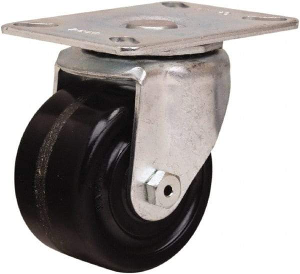 Hamilton - 3" Diam x 1-3/4" Wide x 4" OAH Top Plate Mount Swivel Caster - Phenolic, 400 Lb Capacity, Straight Roller Bearing, 3-1/8 x 4-1/8" Plate - Benchmark Tooling