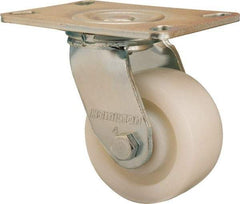 Hamilton - 4" Diam x 2" Wide x 5-5/8" OAH Top Plate Mount Swivel Caster - Nylon, 800 Lb Capacity, Sealed Precision Ball Bearing, 4-1/2 x 6-1/4" Plate - Benchmark Tooling