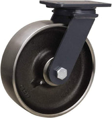 Hamilton - 10" Diam x 3" Wide x 12-1/16" OAH Top Plate Mount Swivel Caster - Forged Steel, 2,400 Lb Capacity, Sealed Precision Ball Bearing, 4-1/2 x 6-1/2" Plate - Benchmark Tooling