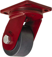 Hamilton - 6" Diam x 3" Wide x 8-1/2" OAH Top Plate Mount Swivel Caster - Nylon, 5,000 Lb Capacity, Sealed Precision Ball Bearing, 6-1/2 x 7-1/2" Plate - Benchmark Tooling