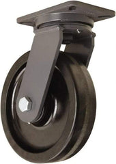 Hamilton - 10" Diam x 2-1/2" Wide x 12-1/2" OAH Top Plate Mount Swivel Caster - Phenolic, 2,500 Lb Capacity, Straight Roller Bearing, 5-1/4 x 7-1/4" Plate - Benchmark Tooling