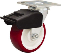 Hamilton - 5" Diam x 2" Wide x 6-1/2" OAH Top Plate Mount Swivel Caster - Polyurethane Mold on Polypropylene, 850 Lb Capacity, Straight Roller Bearing, 4 x 4-1/2" Plate - Benchmark Tooling