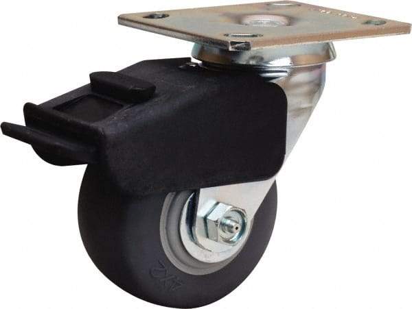 Hamilton - 4" Diam x 2" Wide x 5-5/8" OAH Top Plate Mount Swivel Caster - Rubber Mold on Polyolefin, 300 Lb Capacity, Straight Roller Bearing, 4 x 4-1/2" Plate - Benchmark Tooling