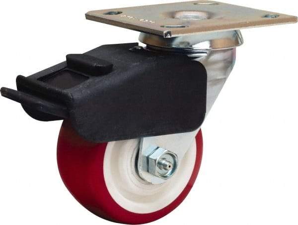 Hamilton - 4" Diam x 2" Wide x 5-5/8" OAH Top Plate Mount Swivel Caster - Polyurethane Mold on Polypropylene, 750 Lb Capacity, Straight Roller Bearing, 4 x 4-1/2" Plate - Benchmark Tooling