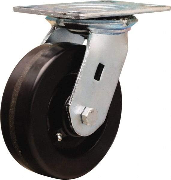 Hamilton - 6" Diam x 2" Wide x 7-1/2" OAH Top Plate Mount Swivel Caster - Phenolic, 1,200 Lb Capacity, Straight Roller Bearing, 4-1/2 x 6-1/4" Plate - Benchmark Tooling