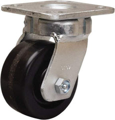 Hamilton - 4" Diam x 2" Wide x 5-5/8" OAH Top Plate Mount Swivel Caster - Phenolic, 800 Lb Capacity, Straight Roller Bearing, 4 x 4-1/2" Plate - Benchmark Tooling