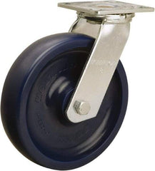 Hamilton - 8" Diam x 2" Wide x 9-1/2" OAH Top Plate Mount Swivel Caster - Polyurethane, 900 Lb Capacity, Sealed Precision Ball Bearing, 4 x 4-1/2" Plate - Benchmark Tooling