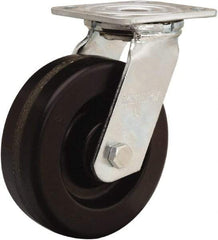 Hamilton - 6" Diam x 2" Wide x 7-1/2" OAH Top Plate Mount Swivel Caster - Phenolic, 900 Lb Capacity, Straight Roller Bearing, 4 x 4-1/2" Plate - Benchmark Tooling