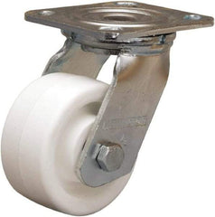 Hamilton - 4" Diam x 2" Wide x 5-5/8" OAH Top Plate Mount Swivel Caster - Polyolefin, 550 Lb Capacity, Delrin Bearing, 4 x 4-1/2" Plate - Benchmark Tooling