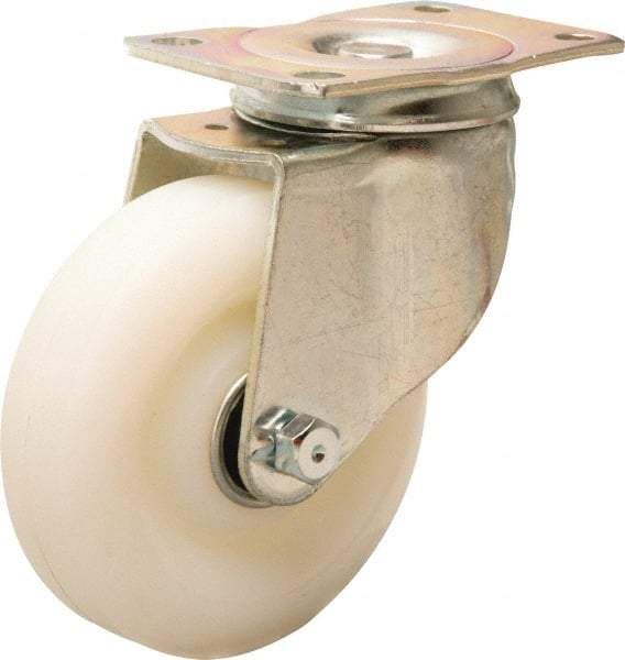 Hamilton - 4" Diam x 1-1/4" Wide x 5" OAH Top Plate Mount Swivel Caster - Nylon, 325 Lb Capacity, Sealed Ball Bearing, 2-1/2 x 3-3/4" Plate - Benchmark Tooling