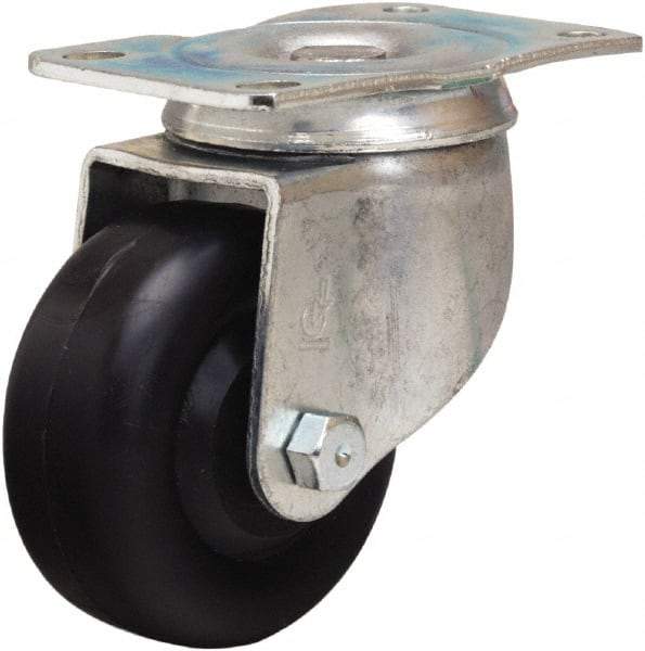 Hamilton - 3" Diam x 1-3/8" Wide x 4" OAH Top Plate Mount Swivel Caster - Polyolefin, 230 Lb Capacity, Plain Bore Bearing, 2-1/2 x 3-3/4" Plate - Benchmark Tooling