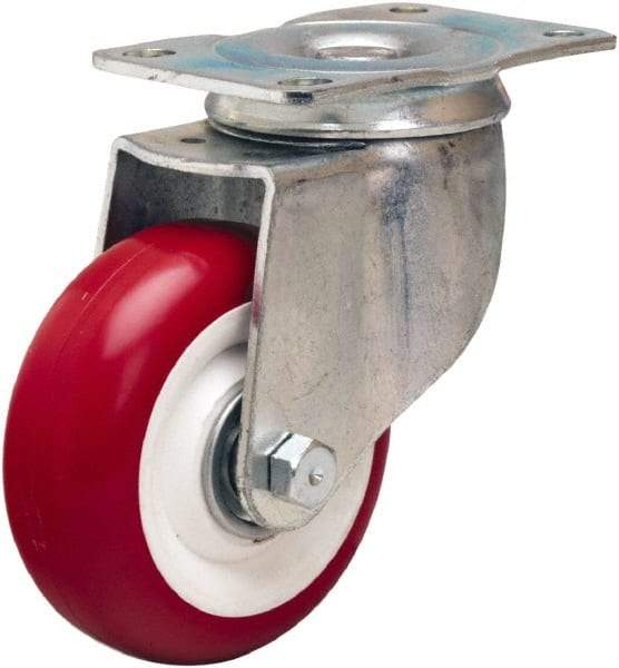 Hamilton - 3-1/2" Diam x 1-3/8" Wide x 4-13/16" OAH Top Plate Mount Swivel Caster - Polyurethane Mold on Polypropylene, 325 Lb Capacity, Sealed Precision Ball Bearing, 2-1/2 x 3-3/4" Plate - Benchmark Tooling