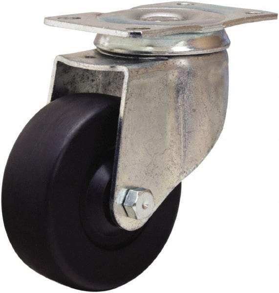 Hamilton - 3-1/2" Diam x 1-1/4" Wide x 4-13/16" OAH Top Plate Mount Swivel Caster - Hard Rubber, 140 Lb Capacity, Self-Lubricating Bearing, 2-1/2 x 3-3/4" Plate - Benchmark Tooling