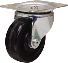 Hamilton - 4" Diam x 1-1/2" Wide x 5" OAH Top Plate Mount Swivel Caster - Phenolic, 375 Lb Capacity, Straight Roller Bearing, 4 x 5-1/8" Plate - Benchmark Tooling