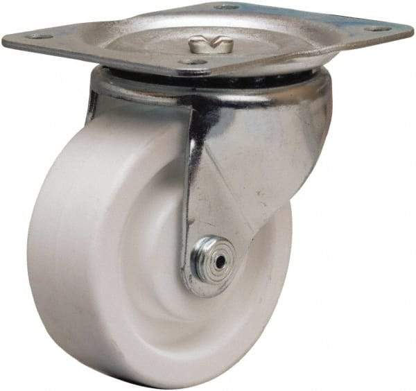 Hamilton - 4" Diam x 1-1/2" Wide x 5" OAH Top Plate Mount Swivel Caster - Polyolefin, 300 Lb Capacity, Plain Bore Bearing, 4 x 5-1/8" Plate - Benchmark Tooling