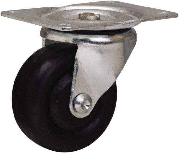 Hamilton - 3" Diam x 1-3/8" Wide x 3-3/4" OAH Top Plate Mount Swivel Caster - Polyolefin, 230 Lb Capacity, Plain Bore Bearing, 3-1/8 x 4-1/8" Plate - Benchmark Tooling