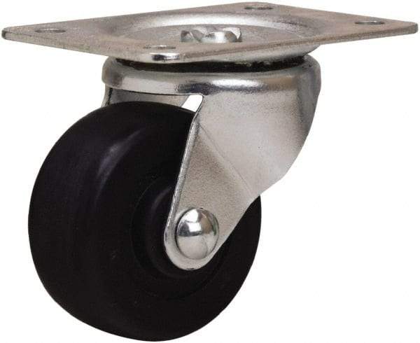 Hamilton - 2-1/2" Diam x 1-1/8" Wide x 3-1/4" OAH Top Plate Mount Swivel Caster - Hard Rubber, 175 Lb Capacity, Self-Lubricating Bearing, 2-1/4 x 4-1/2" Plate - Benchmark Tooling