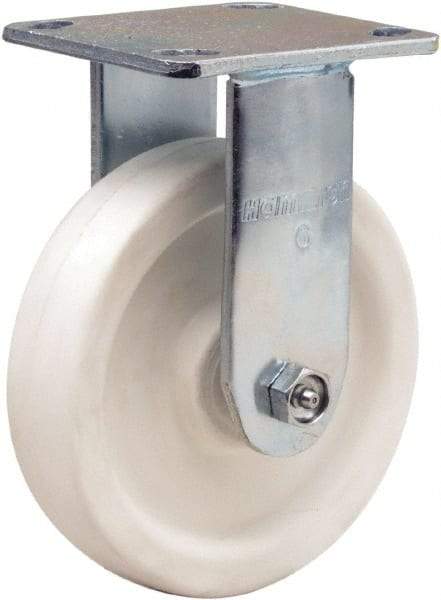 Hamilton - 6" Diam x 1-1/2" Wide x 7-1/2" OAH Top Plate Mount Rigid Caster - Polyolefin, 550 Lb Capacity, Delrin Bearing, 4 x 4-1/2" Plate - Benchmark Tooling