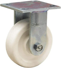 Hamilton - 5" Diam x 1-1/2" Wide x 6-1/2" OAH Top Plate Mount Rigid Caster - Polyolefin, 450 Lb Capacity, Delrin Bearing, 4 x 4-1/2" Plate - Benchmark Tooling