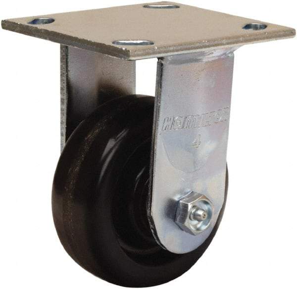 Hamilton - 4" Diam x 1-1/2" Wide x 5-5/8" OAH Top Plate Mount Rigid Caster - Phenolic, 550 Lb Capacity, Straight Roller Bearing, 4 x 4-1/2" Plate - Benchmark Tooling
