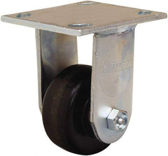 Hamilton - 3-1/4" Diam x 1-1/2" Wide x 5-1/4" OAH Top Plate Mount Rigid Caster - Phenolic, 550 Lb Capacity, Straight Roller Bearing, 4 x 4-1/2" Plate - Benchmark Tooling