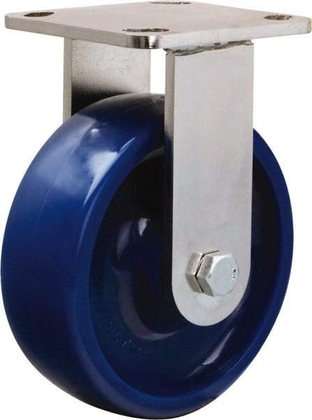 Hamilton - 6" Diam x 2" Wide x 7-1/2" OAH Top Plate Mount Rigid Caster - Polyurethane, 1,100 Lb Capacity, Stainless Steel Double Shielded Precision Ball Bearing, 4 x 4-1/2" Plate - Benchmark Tooling
