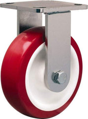 Hamilton - 6" Diam x 2" Wide x 7-1/2" OAH Top Plate Mount Rigid Caster - Polyurethane Mold on Polypropylene, 1,000 Lb Capacity, Delrin Bearing, 4 x 4-1/2" Plate - Benchmark Tooling