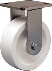 Hamilton - 6" Diam x 2" Wide x 7-1/2" OAH Top Plate Mount Rigid Caster - Polyolefin, 750 Lb Capacity, Delrin Bearing, 4 x 4-1/2" Plate - Benchmark Tooling