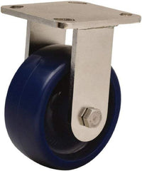 Hamilton - 5" Diam x 2" Wide x 6-1/2" OAH Top Plate Mount Rigid Caster - Polyurethane, 900 Lb Capacity, Delrin Bearing, 4 x 4-1/2" Plate - Benchmark Tooling