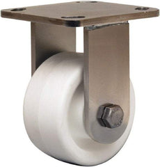 Hamilton - 4" Diam x 2" Wide x 5-5/8" OAH Top Plate Mount Rigid Caster - Polyolefin, 550 Lb Capacity, Delrin Bearing, 4 x 4-1/2" Plate - Benchmark Tooling