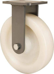 Hamilton - 8" Diam x 2" Wide x 9-1/2" OAH Top Plate Mount Rigid Caster - Nylon, Sealed Precision Ball Bearing, 4 x 4-1/2" Plate - Benchmark Tooling
