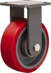 Hamilton - 6" Diam x 2" Wide x 7-1/2" OAH Top Plate Mount Rigid Caster - Polyurethane Mold onto Cast Iron Center, 1,400 Lb Capacity, Sealed Precision Ball Bearing, 4 x 4-1/2" Plate - Benchmark Tooling