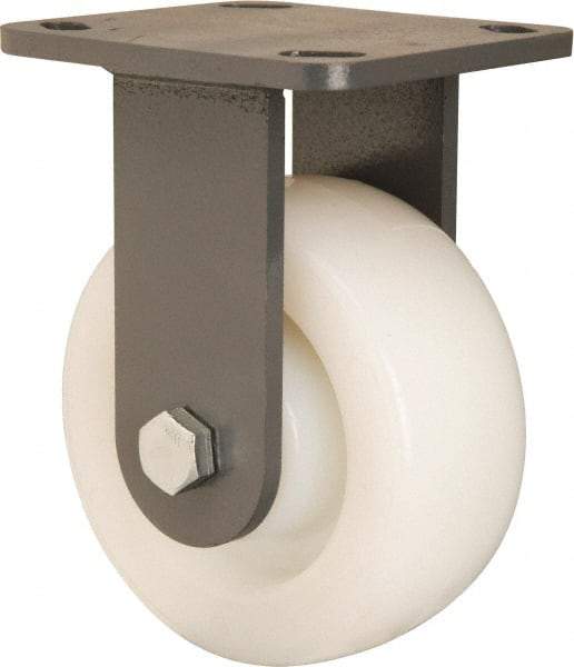 Hamilton - 5" Diam x 2" Wide x 6-1/2" OAH Top Plate Mount Rigid Caster - Nylon, Sealed Precision Ball Bearing, 4 x 4-1/2" Plate - Benchmark Tooling