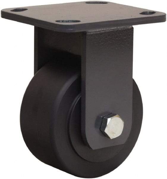 Hamilton - 4" Diam x 2" Wide x 5-5/8" OAH Top Plate Mount Rigid Caster - Nylon, 2,000 Lb Capacity, Sealed Precision Ball Bearing, 4 x 4-1/2" Plate - Benchmark Tooling