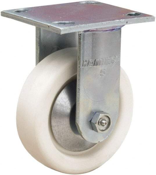 Hamilton - 5" Diam x 1-1/2" Wide x 6-1/2" OAH Top Plate Mount Rigid Caster - Polyolefin, 400 Lb Capacity, Delrin Bearing, 4 x 4-1/2" Plate - Benchmark Tooling