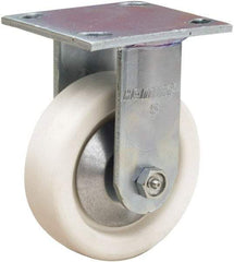 Hamilton - 5" Diam x 1-1/2" Wide x 6-1/2" OAH Top Plate Mount Rigid Caster - Polyolefin, 400 Lb Capacity, Delrin Bearing, 4 x 4-1/2" Plate - Benchmark Tooling