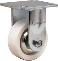Hamilton - 4" Diam x 1-1/2" Wide x 5-5/8" OAH Top Plate Mount Rigid Caster - Polyolefin, 350 Lb Capacity, Delrin Bearing, 4 x 4-1/2" Plate - Benchmark Tooling