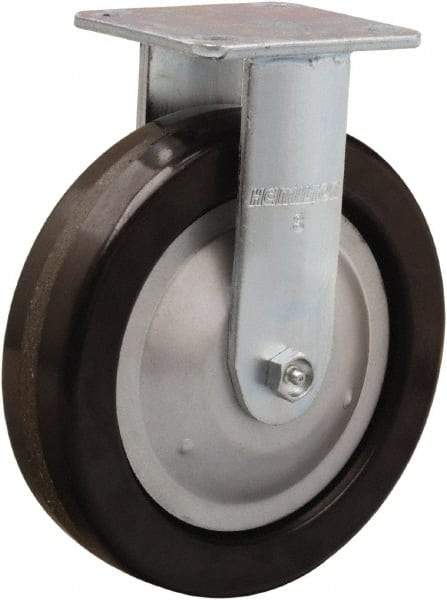 Hamilton - 8" Diam x 2" Wide x 9-1/2" OAH Top Plate Mount Rigid Caster - Phenolic, 1,250 Lb Capacity, Straight Roller Bearing, 4 x 4-1/2" Plate - Benchmark Tooling