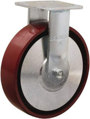 Hamilton - 8" Diam x 2" Wide x 9-1/2" OAH Top Plate Mount Rigid Caster - Cast Iron, 900 Lb Capacity, Sealed Precision Ball Bearing, 4 x 4-1/2" Plate - Benchmark Tooling