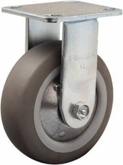 Hamilton - 6" Diam x 2" Wide x 7-1/2" OAH Top Plate Mount Rigid Caster - Rubber Mold on Polyolefin, 410 Lb Capacity, Straight Roller Bearing, 4 x 4-1/2" Plate - Benchmark Tooling