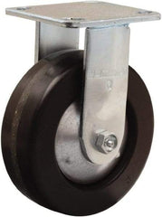 Hamilton - 6" Diam x 2" Wide x 7-1/2" OAH Top Plate Mount Rigid Caster - Phenolic, 900 Lb Capacity, Straight Roller Bearing, 4 x 4-1/2" Plate - Benchmark Tooling