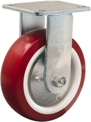 Hamilton - 6" Diam x 2" Wide x 7-1/2" OAH Top Plate Mount Rigid Caster - Polyurethane Mold on Polypropylene, 900 Lb Capacity, Straight Roller Bearing, 4 x 4-1/2" Plate - Benchmark Tooling