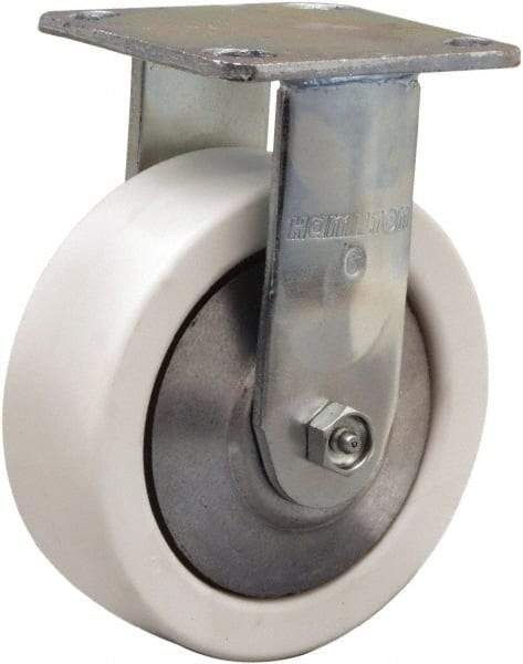 Hamilton - 6" Diam x 2" Wide x 7-1/2" OAH Top Plate Mount Rigid Caster - Polyolefin, 750 Lb Capacity, Delrin Bearing, 4 x 4-1/2" Plate - Benchmark Tooling