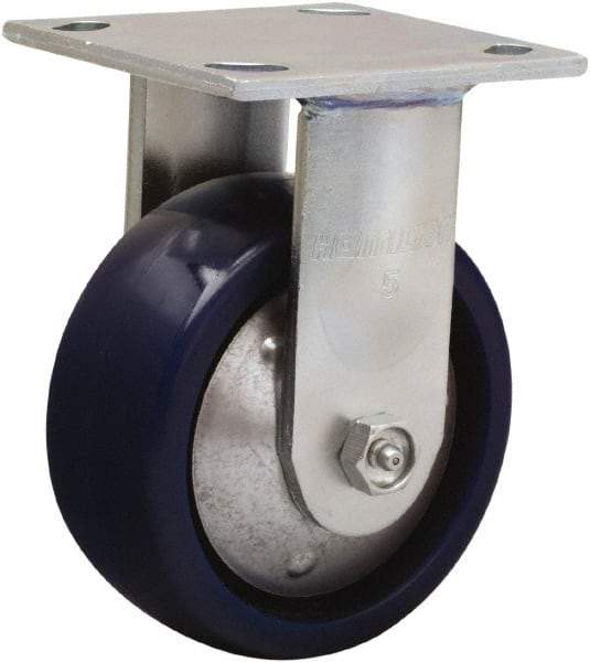 Hamilton - 5" Diam x 2" Wide x 6-1/2" OAH Top Plate Mount Rigid Caster - Polyurethane, 900 Lb Capacity, Sealed Precision Ball Bearing, 4 x 4-1/2" Plate - Benchmark Tooling