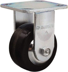 Hamilton - 4" Diam x 2" Wide x 5-5/8" OAH Top Plate Mount Rigid Caster - Phenolic, 800 Lb Capacity, Straight Roller Bearing, 4 x 4-1/2" Plate - Benchmark Tooling