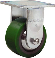 Hamilton - 4" Diam x 2" Wide x 5-5/8" OAH Top Plate Mount Rigid Caster - Polyurethane Mold onto Cast Iron Center, 750 Lb Capacity, Sealed Precision Ball Bearing, 4 x 4-1/2" Plate - Benchmark Tooling