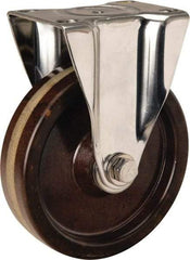 Hamilton - 5" Diam x 1-1/4" Wide x 6-1/4" OAH Top Plate Mount Rigid Caster - Phenolic, 300 Lb Capacity, Plain Bore Bearing, 2-3/8 x 3-5/8" Plate - Benchmark Tooling