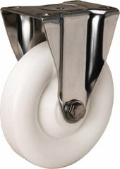 Hamilton - 5" Diam x 1-3/8" Wide x 6-1/4" OAH Top Plate Mount Rigid Caster - Polyolefin, 300 Lb Capacity, Plain Bore Bearing, 2-3/8 x 3-5/8" Plate - Benchmark Tooling