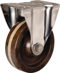 Hamilton - 4" Diam x 1-1/4" Wide x 5-1/8" OAH Top Plate Mount Rigid Caster - Phenolic, 300 Lb Capacity, Plain Bore Bearing, 2-3/8 x 3-5/8" Plate - Benchmark Tooling